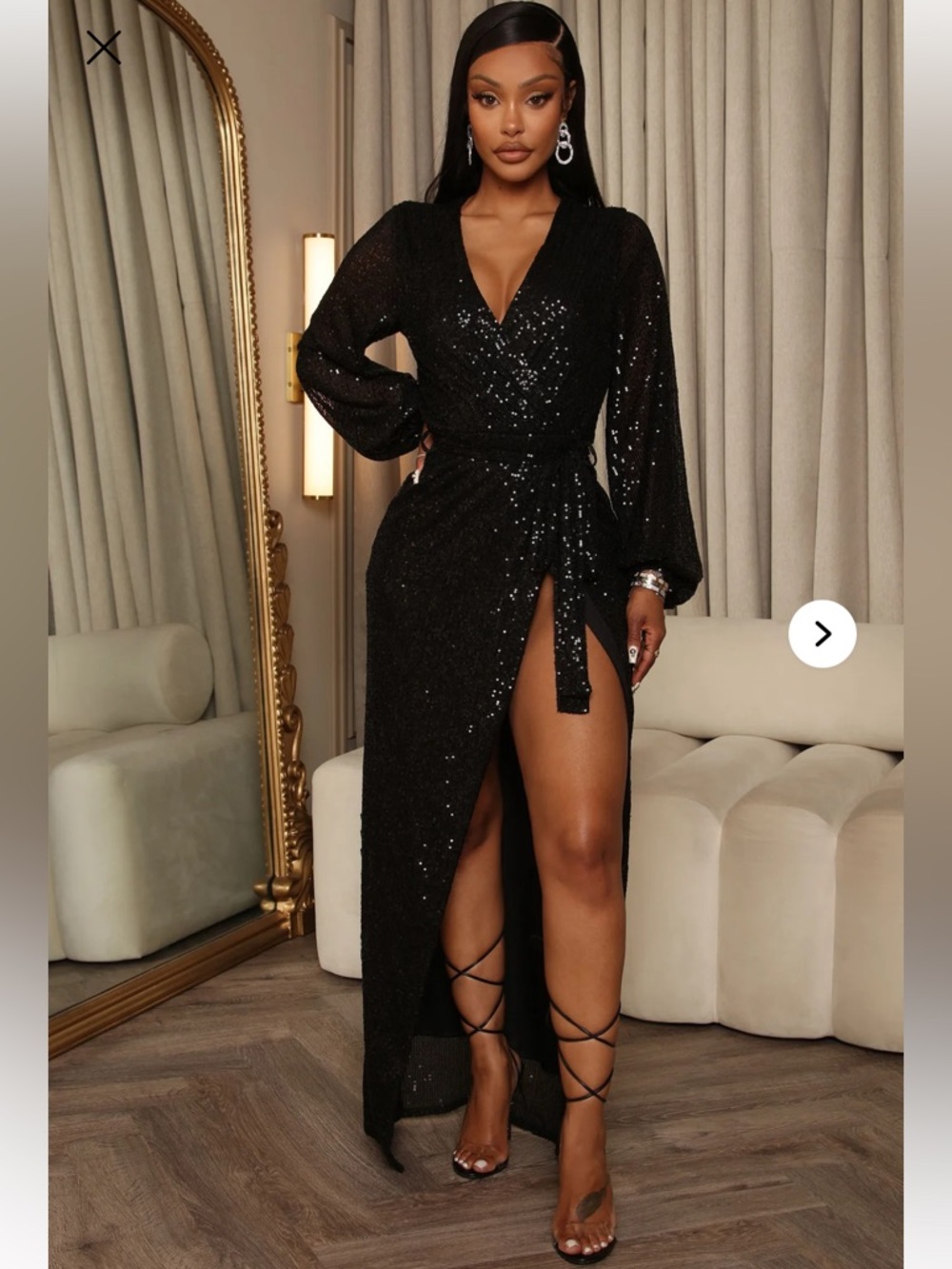 Black Sequin Wrap maxi dress